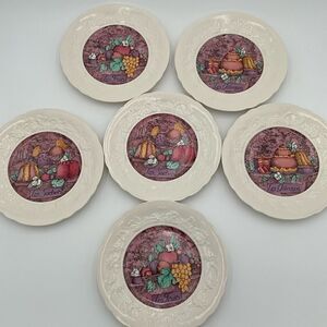 VINTAGE Set of 6 LES DELICIES Dessert Plates